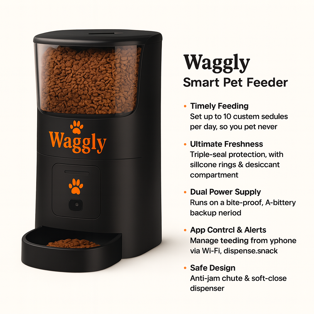Waggly Automatic Pet Feeder - App + Camera