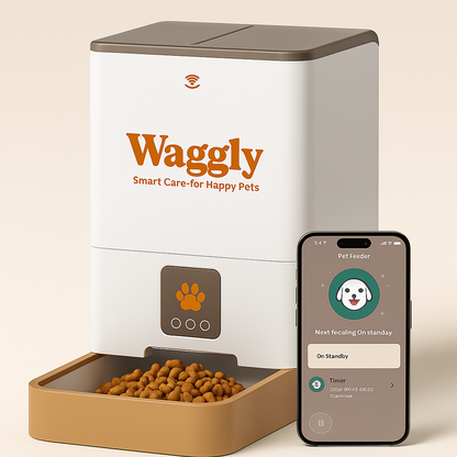 Waggly 4L Wi-Fi Automatic Pet Feeder - App + Camera